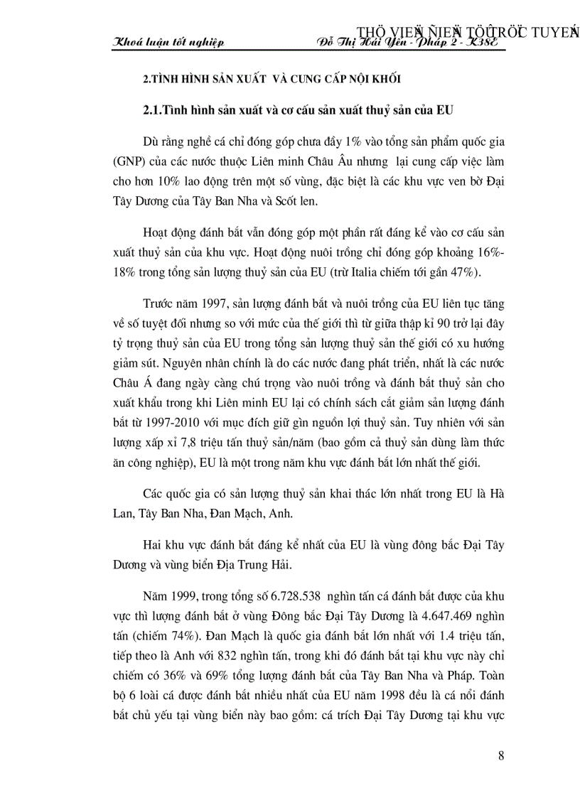 image for page Chiến lược xuất khẩu thuỷ sản của Việt Nam nhằm đáp ứng tốt nhất những quy định hiện nay của thị trường EU trong xu thế hội nhập