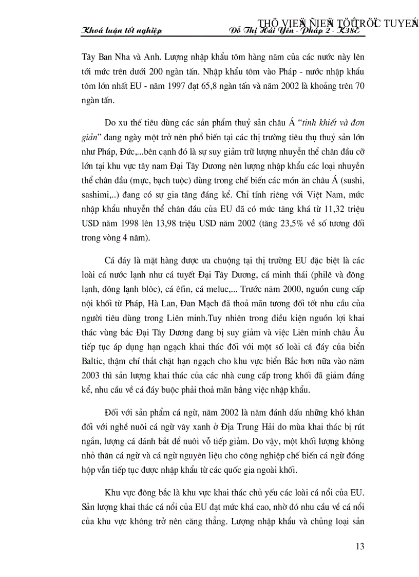 image for page Chiến lược xuất khẩu thuỷ sản của Việt Nam nhằm đáp ứng tốt nhất những quy định hiện nay của thị trường EU trong xu thế hội nhập