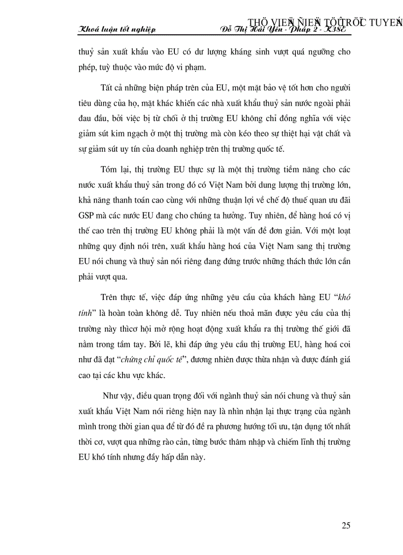 image for page Chiến lược xuất khẩu thuỷ sản của Việt Nam nhằm đáp ứng tốt nhất những quy định hiện nay của thị trường EU trong xu thế hội nhập