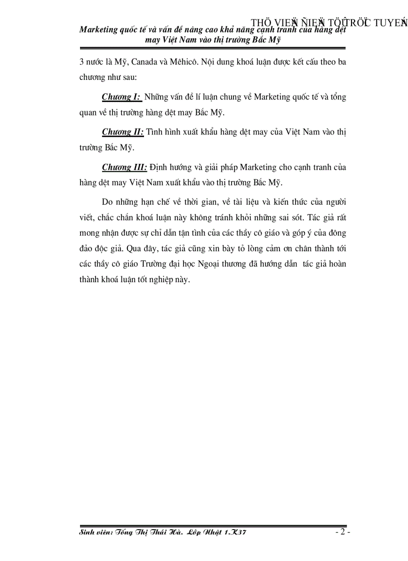 image for page Marketing quốc tế và vấn đề nâng cao khả năng cạnh tranh của hàng dệt may Việt Nam vào thị trường Bắc Mỹ
