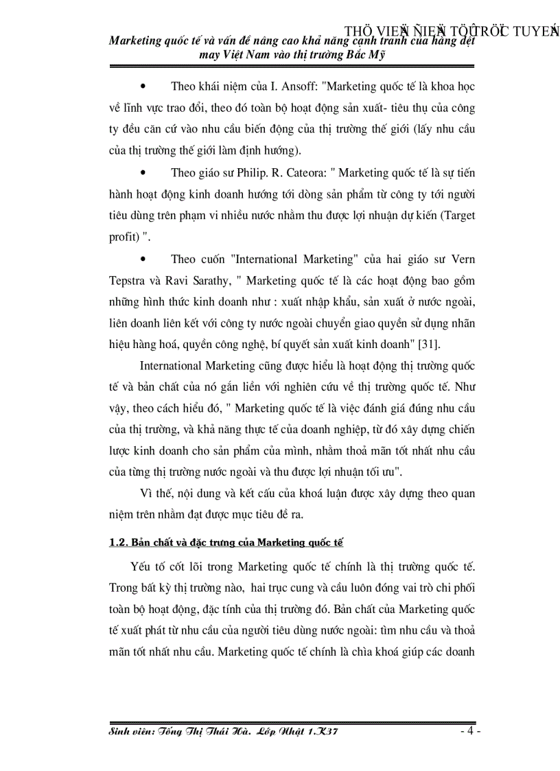 image for page Marketing quốc tế và vấn đề nâng cao khả năng cạnh tranh của hàng dệt may Việt Nam vào thị trường Bắc Mỹ