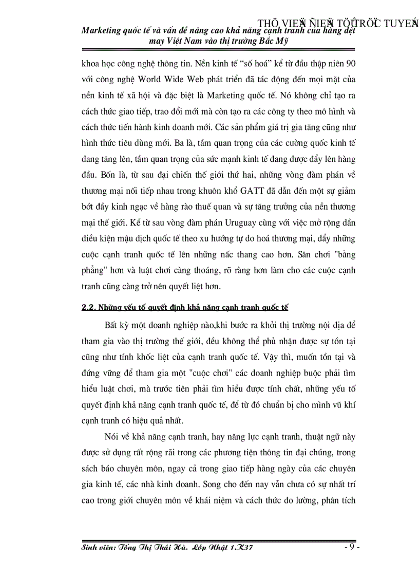 image for page Marketing quốc tế và vấn đề nâng cao khả năng cạnh tranh của hàng dệt may Việt Nam vào thị trường Bắc Mỹ