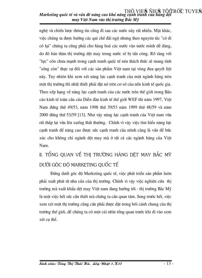 image for page Marketing quốc tế và vấn đề nâng cao khả năng cạnh tranh của hàng dệt may Việt Nam vào thị trường Bắc Mỹ