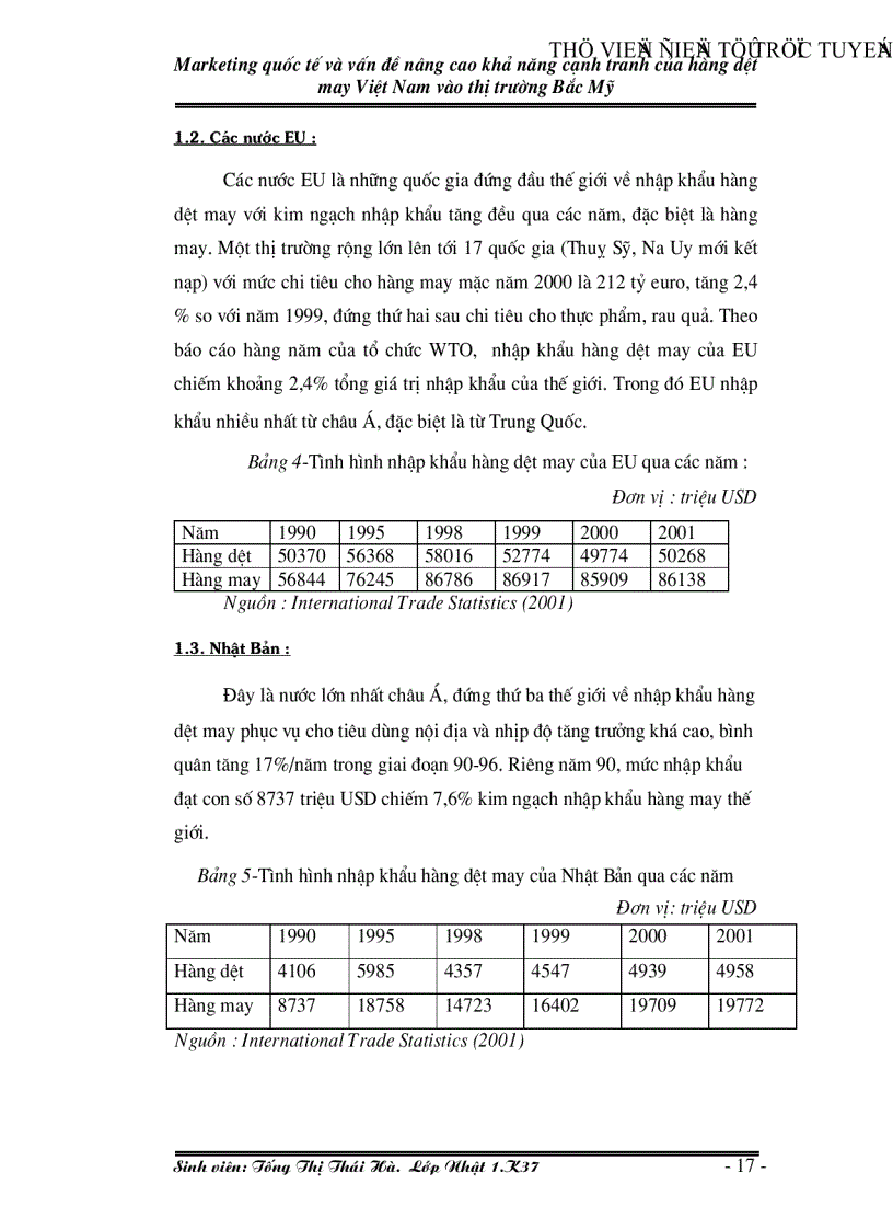 image for page Marketing quốc tế và vấn đề nâng cao khả năng cạnh tranh của hàng dệt may Việt Nam vào thị trường Bắc Mỹ