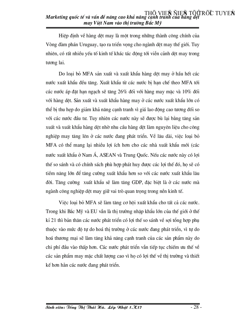 image for page Marketing quốc tế và vấn đề nâng cao khả năng cạnh tranh của hàng dệt may Việt Nam vào thị trường Bắc Mỹ