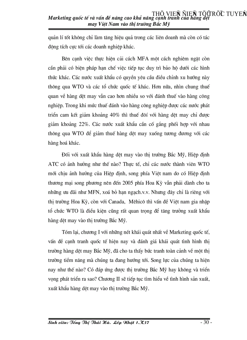 image for page Marketing quốc tế và vấn đề nâng cao khả năng cạnh tranh của hàng dệt may Việt Nam vào thị trường Bắc Mỹ