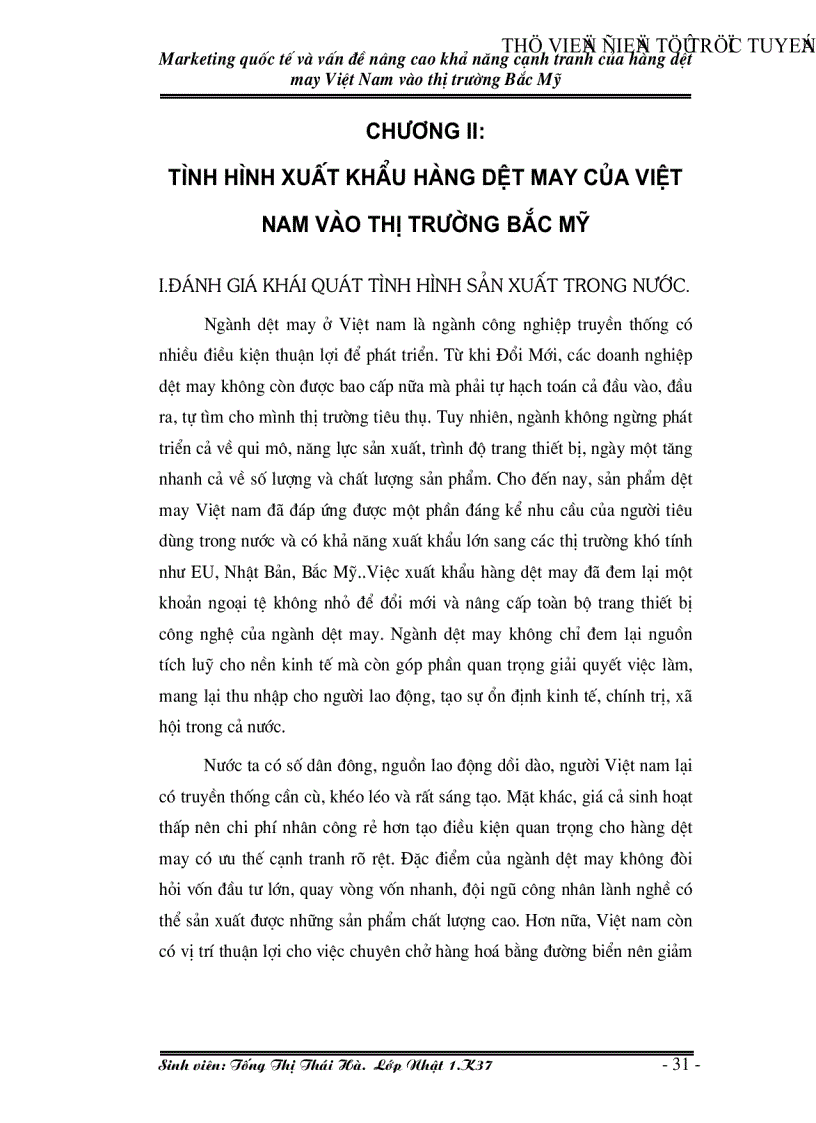 image for page Marketing quốc tế và vấn đề nâng cao khả năng cạnh tranh của hàng dệt may Việt Nam vào thị trường Bắc Mỹ