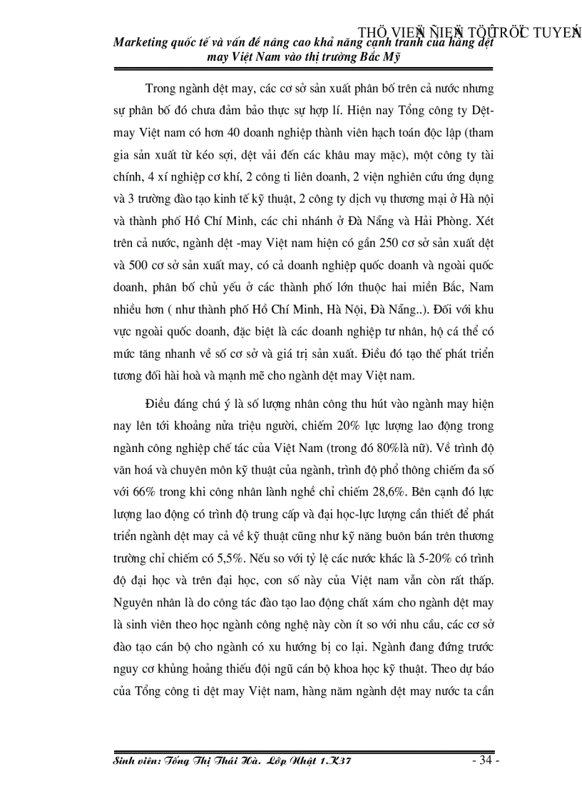 image for page Marketing quốc tế và vấn đề nâng cao khả năng cạnh tranh của hàng dệt may Việt Nam vào thị trường Bắc Mỹ
