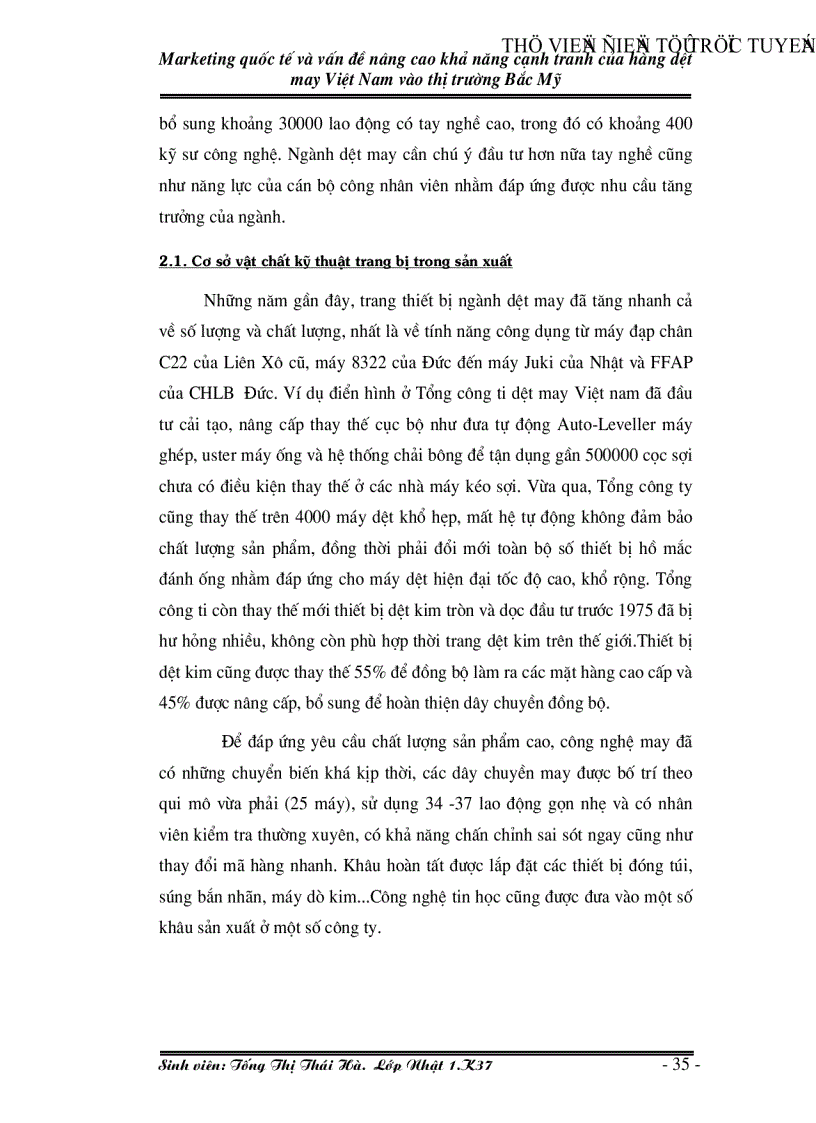 image for page Marketing quốc tế và vấn đề nâng cao khả năng cạnh tranh của hàng dệt may Việt Nam vào thị trường Bắc Mỹ