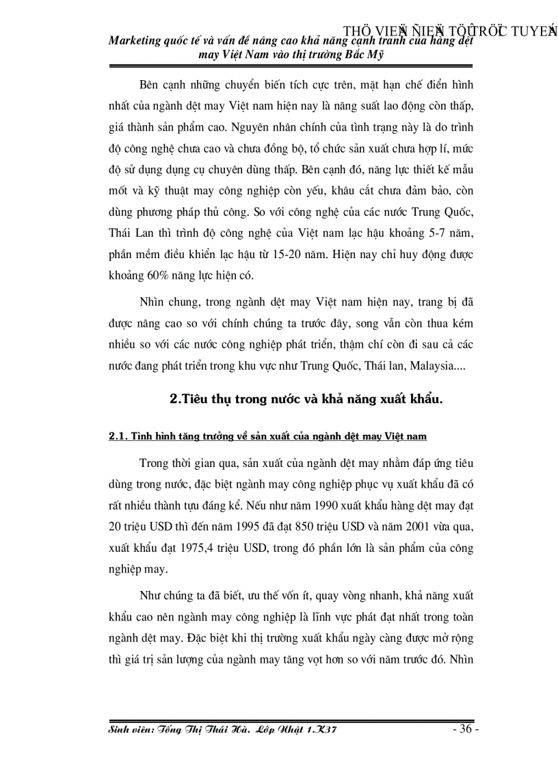 image for page Marketing quốc tế và vấn đề nâng cao khả năng cạnh tranh của hàng dệt may Việt Nam vào thị trường Bắc Mỹ