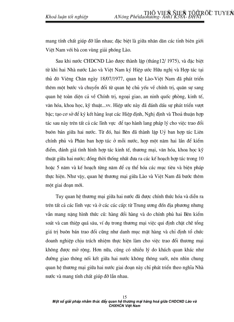 image for page Một số giải pháp nhằm thúc đẩy quan hệ thương mại hàng hoá giữa CHDCND Lào và CHXHCN Việt Nam
