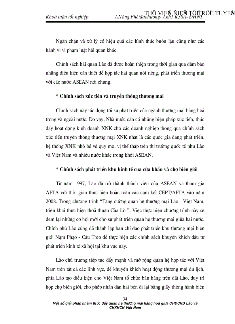 image for page Một số giải pháp nhằm thúc đẩy quan hệ thương mại hàng hoá giữa CHDCND Lào và CHXHCN Việt Nam