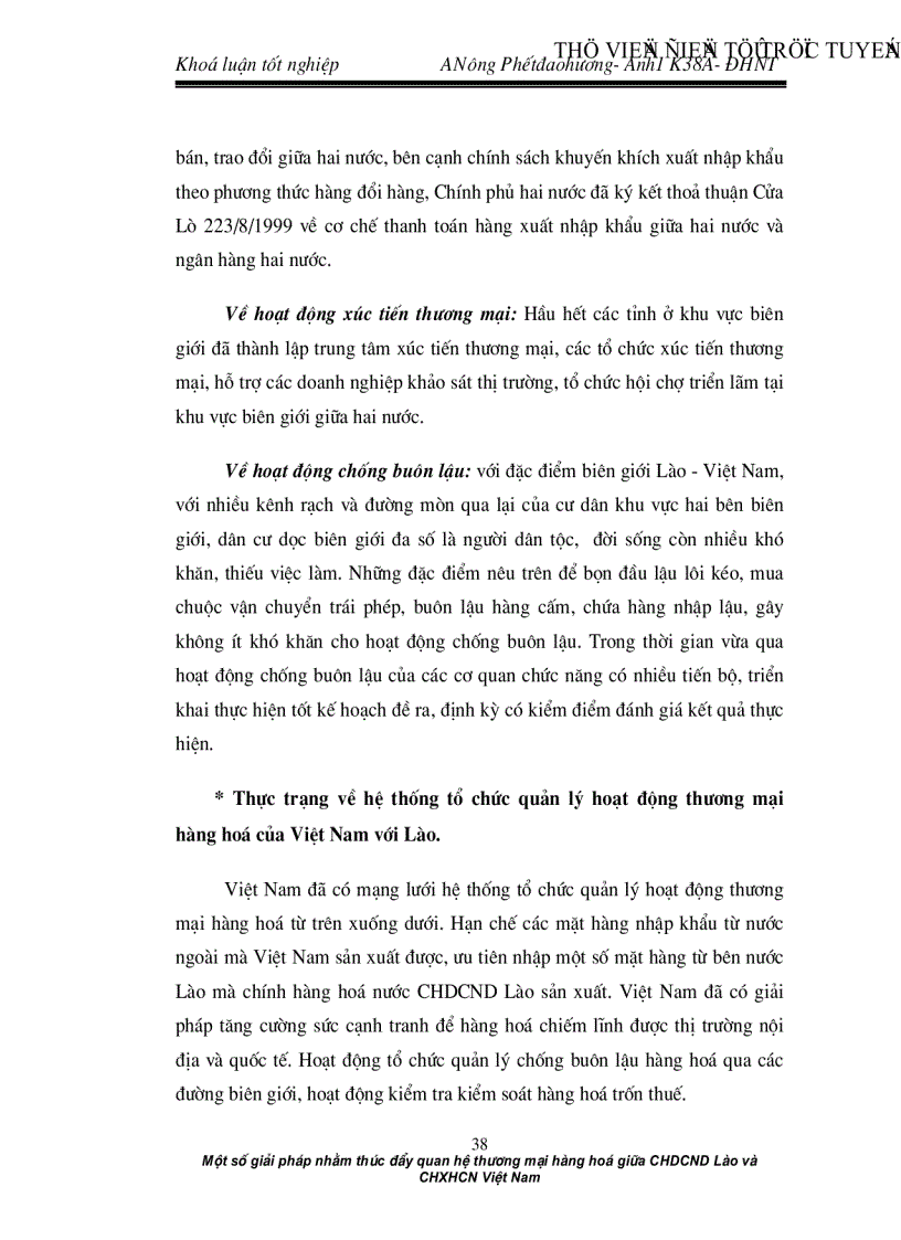 image for page Một số giải pháp nhằm thúc đẩy quan hệ thương mại hàng hoá giữa CHDCND Lào và CHXHCN Việt Nam