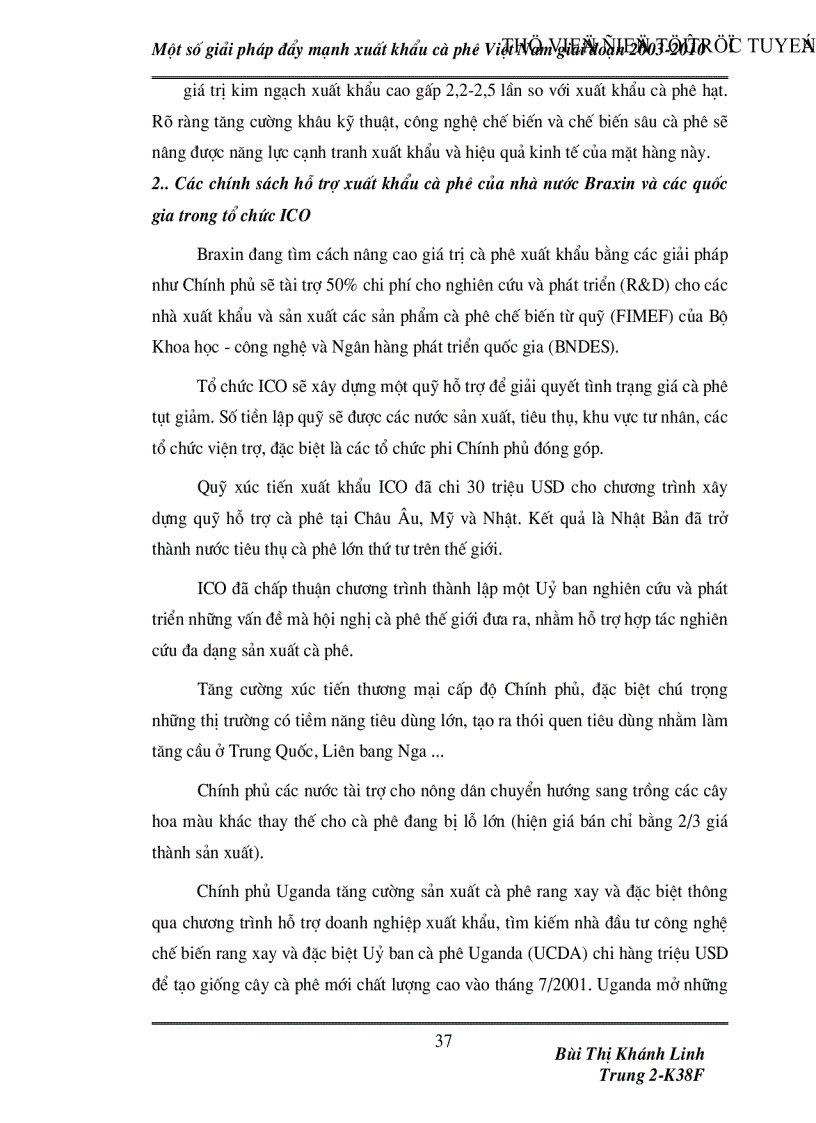 image for page Một số giải pháp đẩy mạnh xuất khẩu cà phê Việt Nam giai đoạn 2003 2010