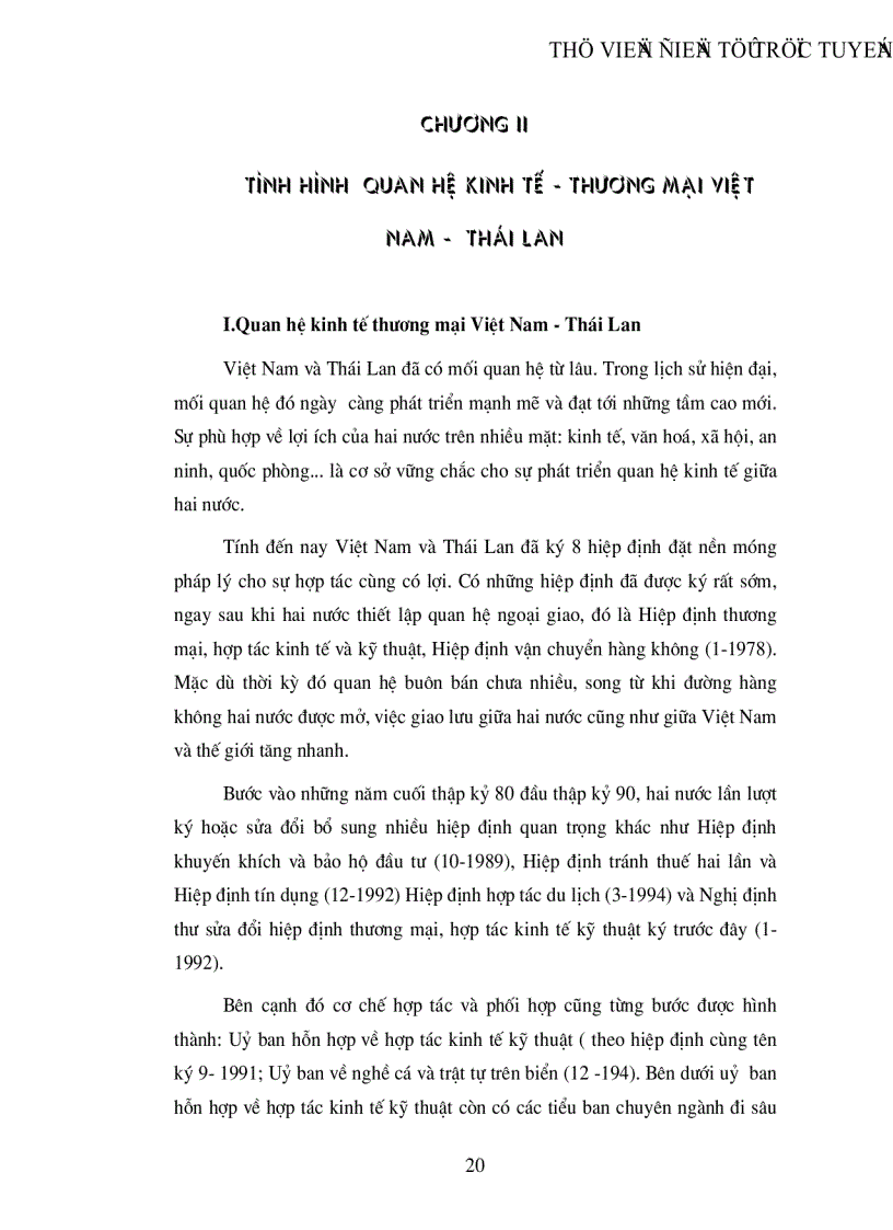 image for page Quan hệ Kinh tế Thương mại Việt Nam Thái Lan trong giai đoạn hiện nay