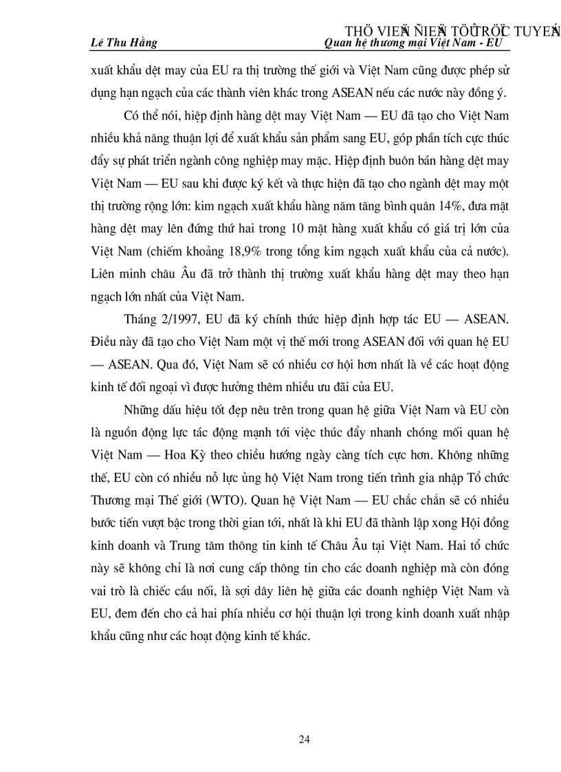 image for page Triển vọng và một số giải pháp nhằm thúc đẩy quan hệ thương mại Việt Nam EU