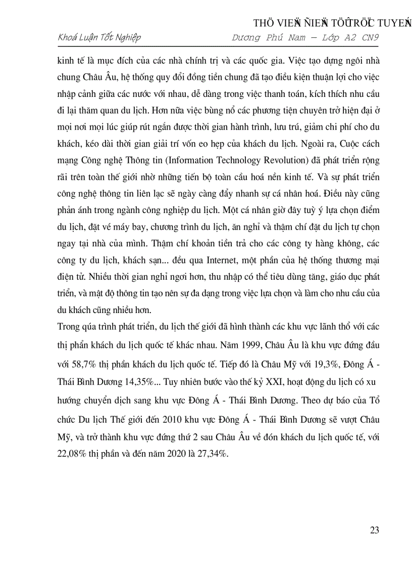 image for page Triển vọng và giải pháp đẩy mạnh hoạt động du lịch ở Việt Nam giai đoạn 2001 2010