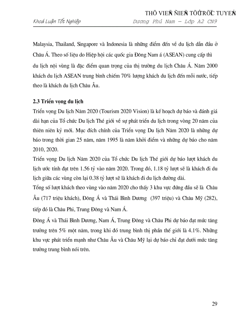 image for page Triển vọng và giải pháp đẩy mạnh hoạt động du lịch ở Việt Nam giai đoạn 2001 2010