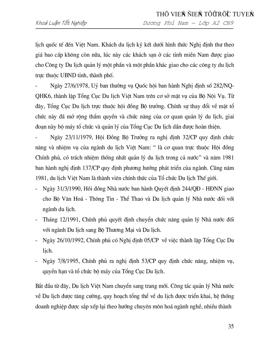 image for page Triển vọng và giải pháp đẩy mạnh hoạt động du lịch ở Việt Nam giai đoạn 2001 2010