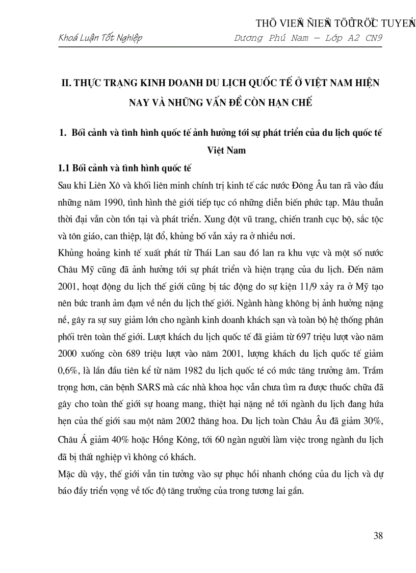 image for page Triển vọng và giải pháp đẩy mạnh hoạt động du lịch ở Việt Nam giai đoạn 2001 2010