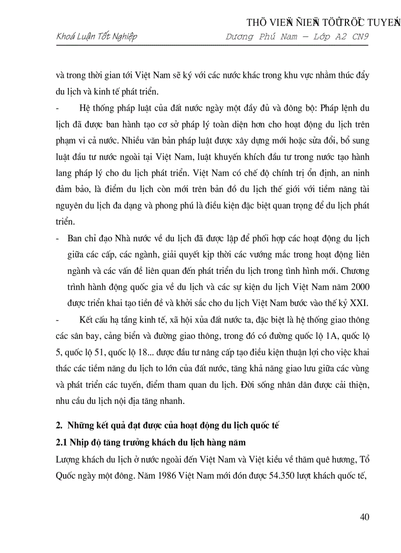 image for page Triển vọng và giải pháp đẩy mạnh hoạt động du lịch ở Việt Nam giai đoạn 2001 2010