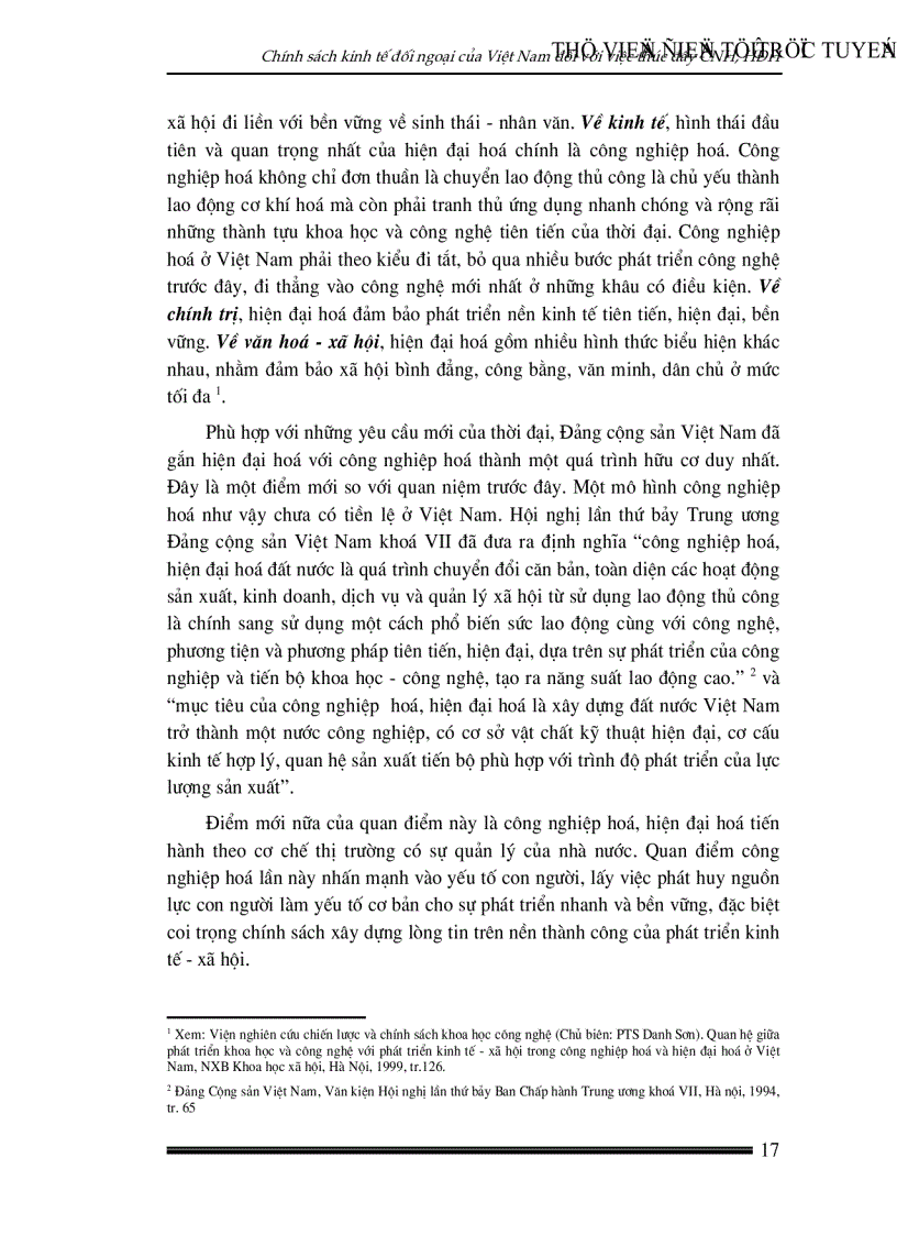 image for page Chính sách kinh tế đối ngoại của Việt Nam đối với việc thúc đẩy quá trình công nghiệp hoá hiện đại hoá
