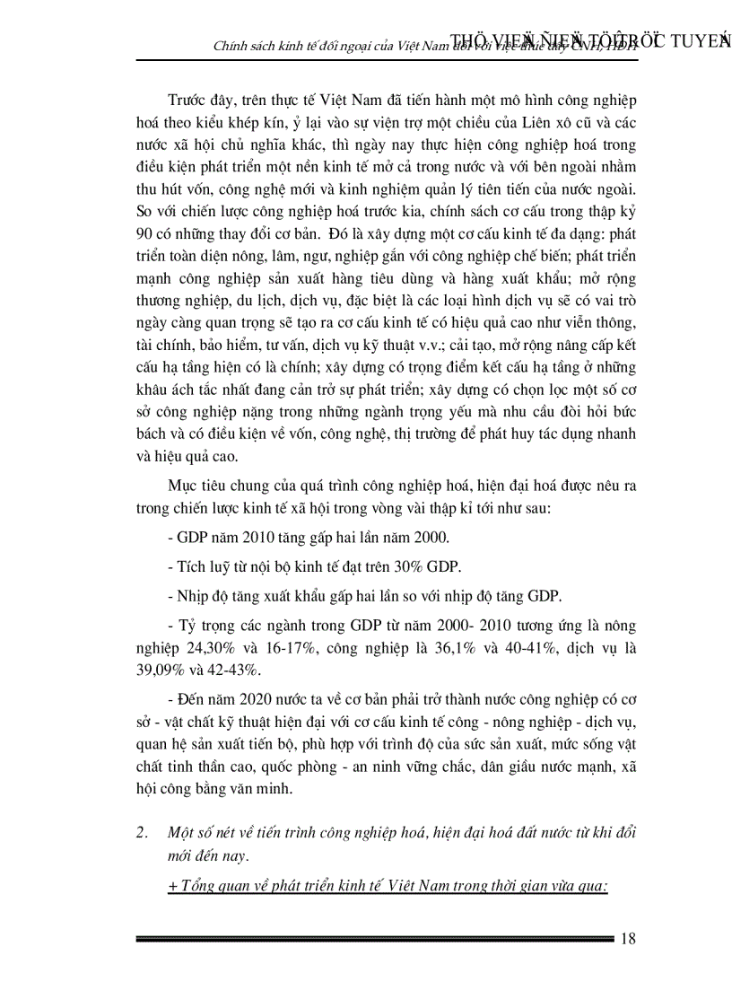 image for page Chính sách kinh tế đối ngoại của Việt Nam đối với việc thúc đẩy quá trình công nghiệp hoá hiện đại hoá