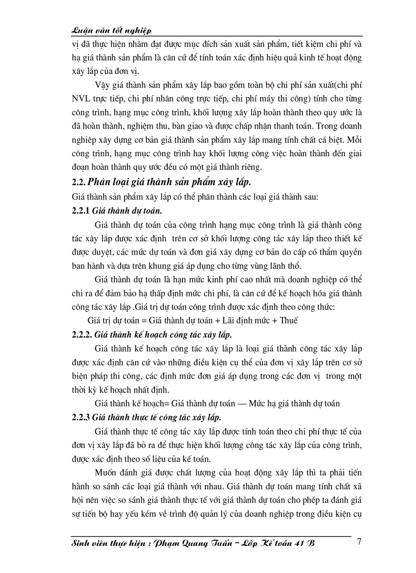 image for page Công tác hạch toán chi phí sản xuất và tính giá thành sản phẩm xây lắp tại xí nghiệp Sông Đà 206