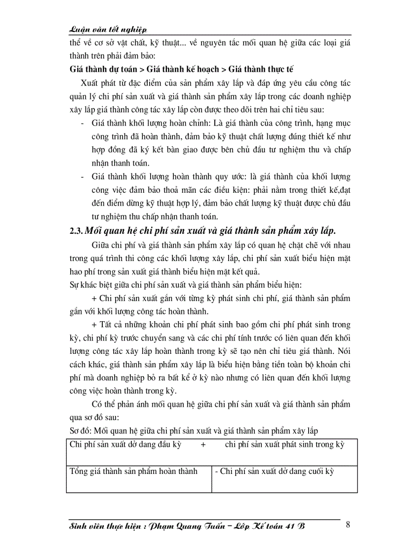 image for page Công tác hạch toán chi phí sản xuất và tính giá thành sản phẩm xây lắp tại xí nghiệp Sông Đà 206
