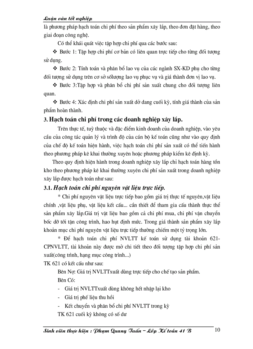 image for page Công tác hạch toán chi phí sản xuất và tính giá thành sản phẩm xây lắp tại xí nghiệp Sông Đà 206