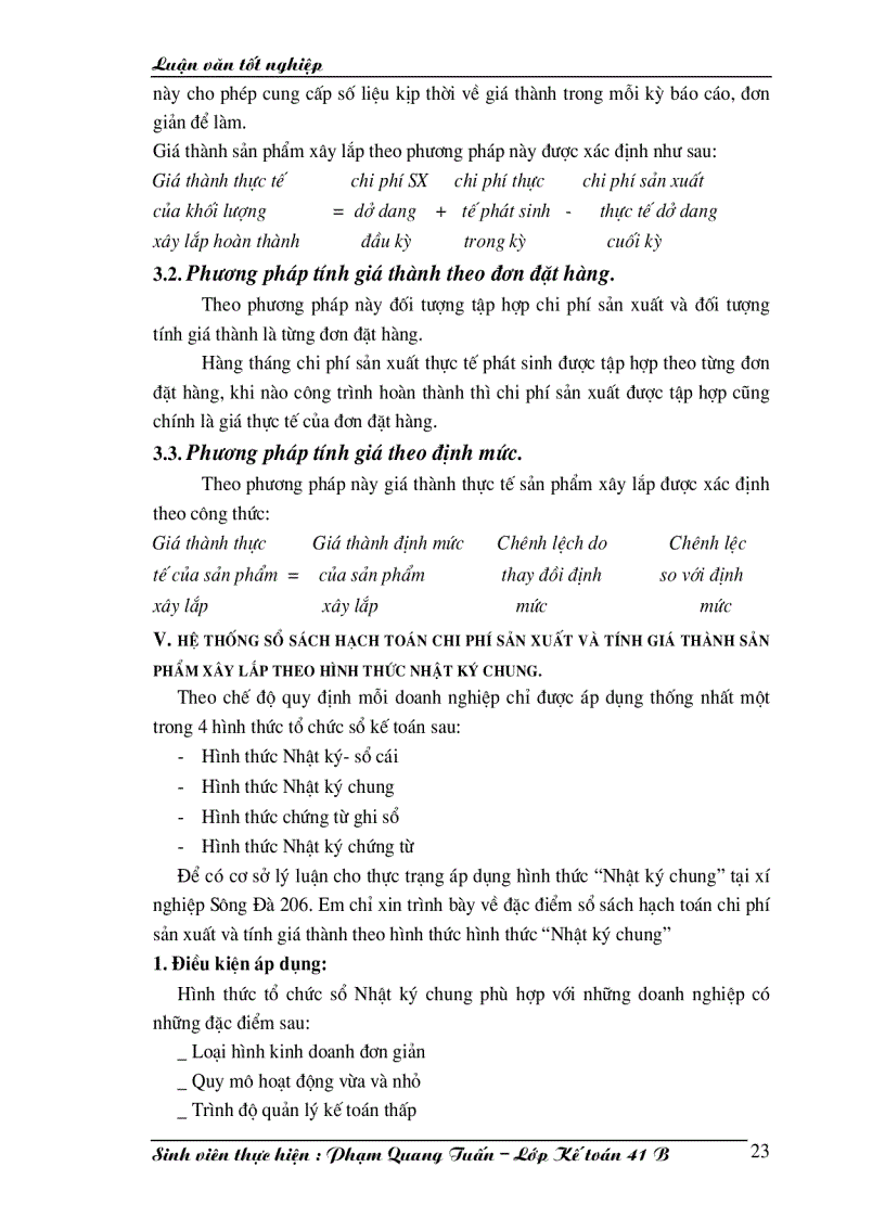 image for page Công tác hạch toán chi phí sản xuất và tính giá thành sản phẩm xây lắp tại xí nghiệp Sông Đà 206