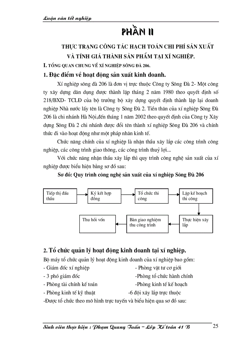 image for page Công tác hạch toán chi phí sản xuất và tính giá thành sản phẩm xây lắp tại xí nghiệp Sông Đà 206