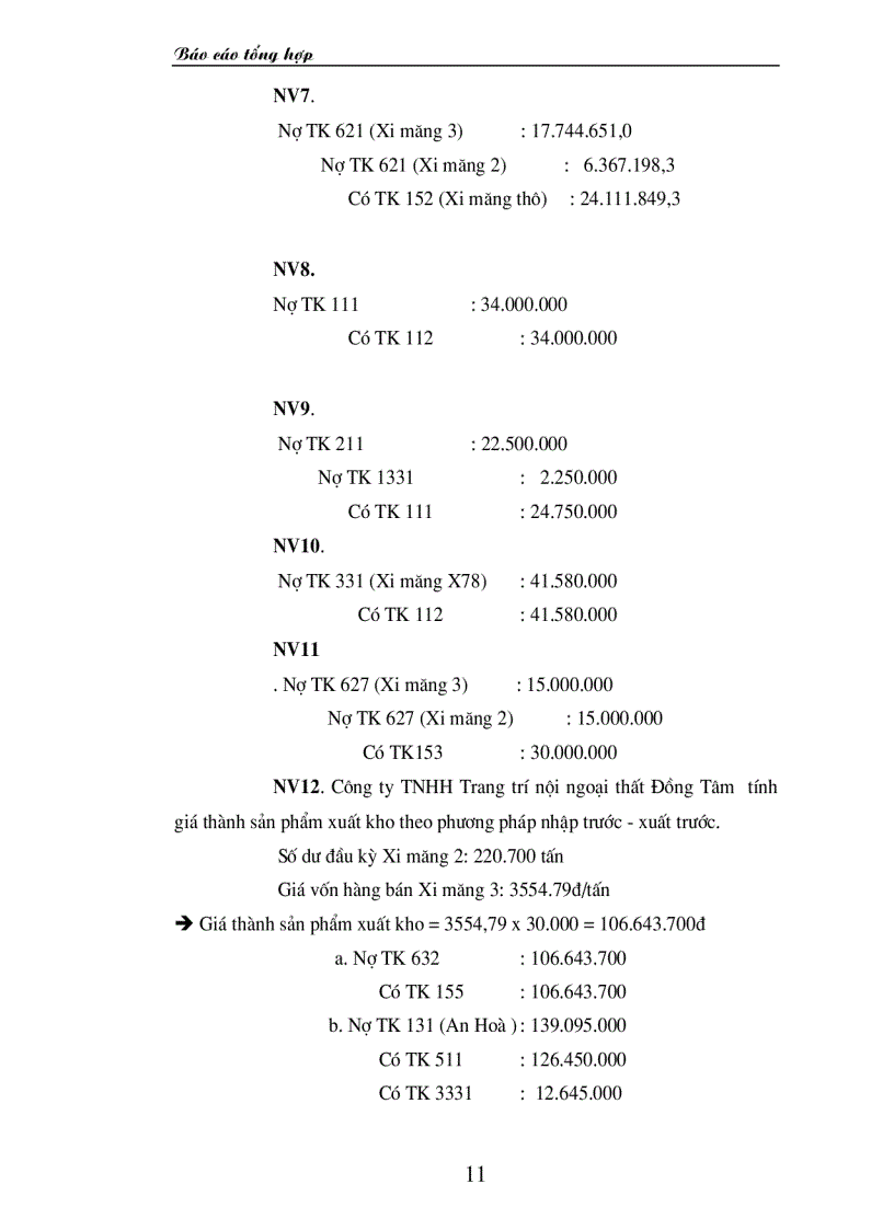 image for page Thực hành nghiệp vụ kế toán tại Cty TNHH trang trí nội ngoại thất Đồng Tâm báo cáo tổng hợp