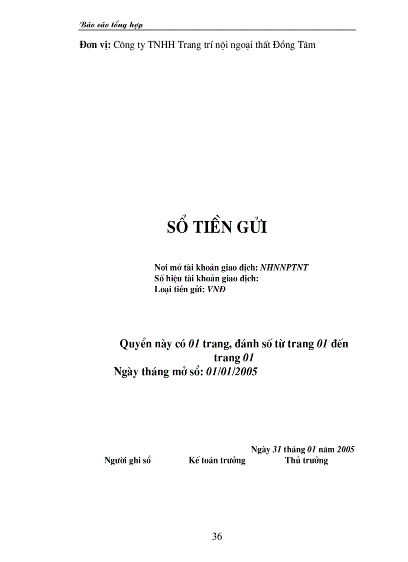 image for page Thực hành nghiệp vụ kế toán tại Cty TNHH trang trí nội ngoại thất Đồng Tâm báo cáo tổng hợp