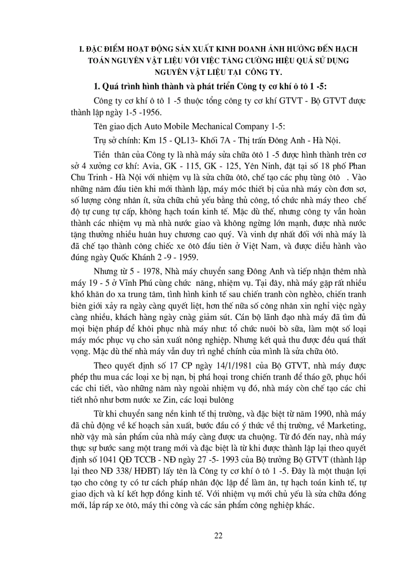 image for page Hoàn thiện công tác hạch toán nguyên vật liệu với việc tăng cường hiệu quả sử dụng nguyên vật liệu tại Công ty cơ khí ô tô 1 5
