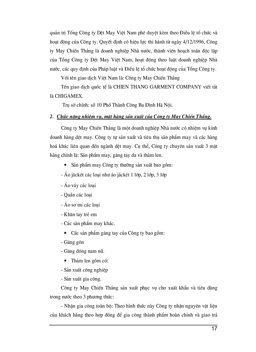 image for page Một số biện pháp nhằm mở rộng thị trường tiêu thụ sản phẩm của Công ty May Chiến Thắng