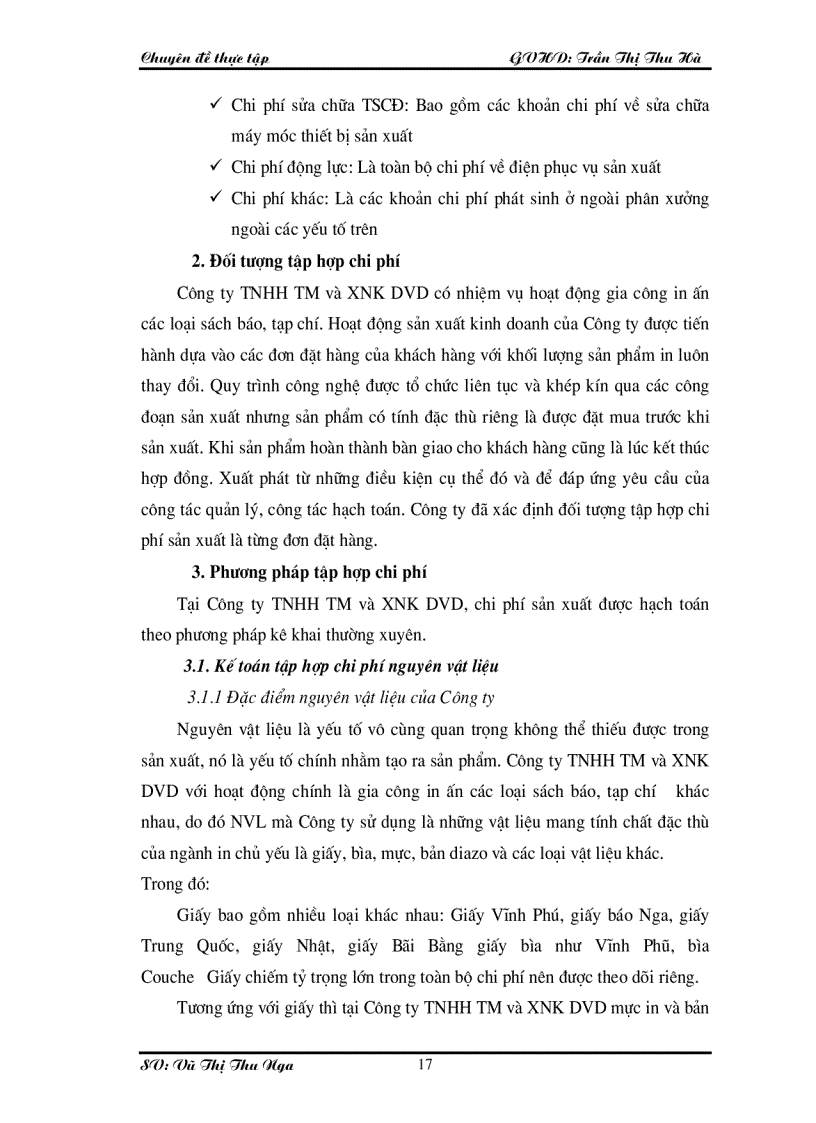 image for page Hoàn thiện Công Tác Kế toán hạch toán chi phí sản xuất và tính giá thành sản phẩm tại Công ty TNHH TM và XNK DVD