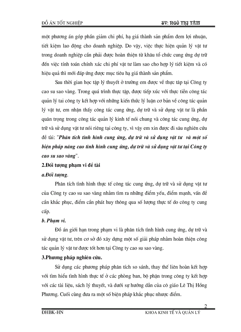 image for page Phân tích tình hình cung ứng dự trữ và sử dụng vật tư và một số biện pháp nâng cao tình hình cung ứng dự trữ và sử dụng vật tư tại Công ty cao su sao vàng