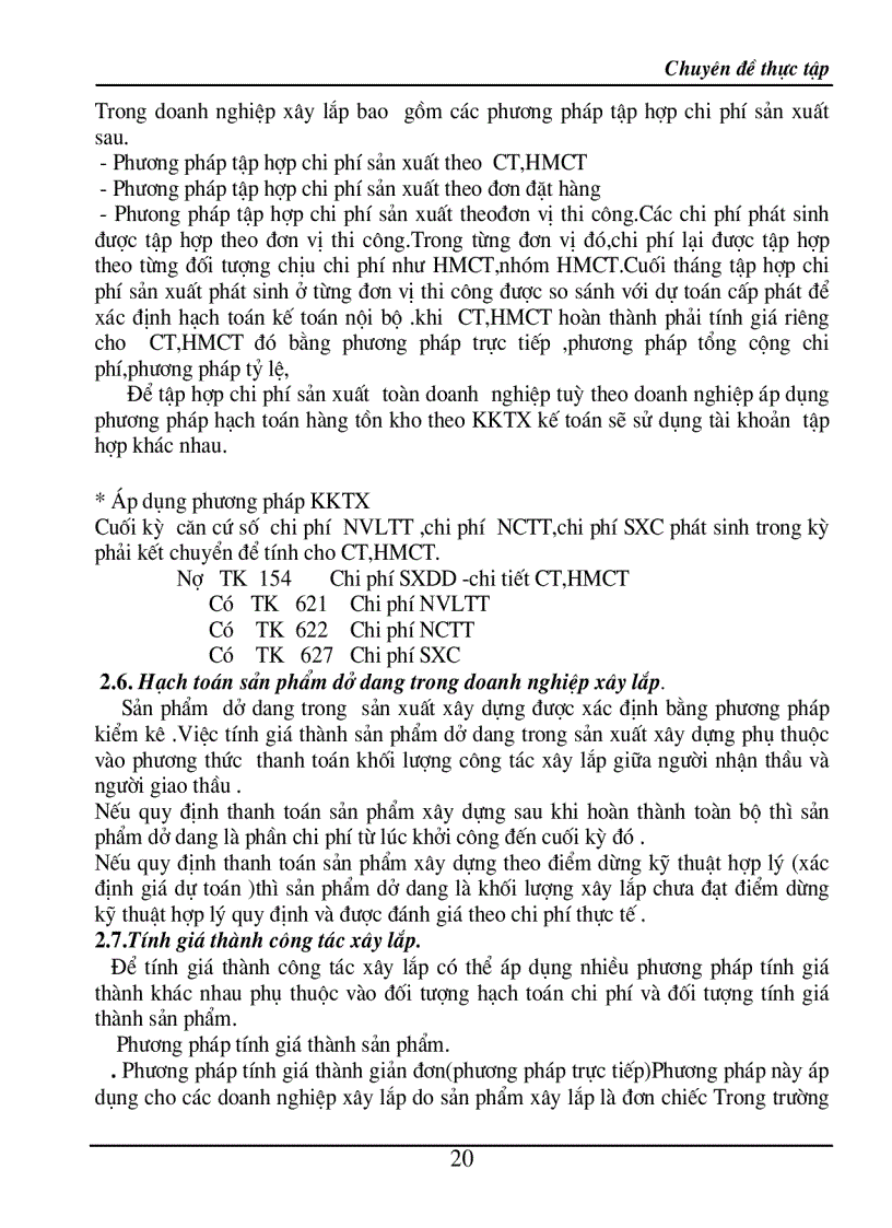 image for page Hạch toán chi phí sản xuất và tính giá thành sản phẩm trong doanh nghiệp xây lắp