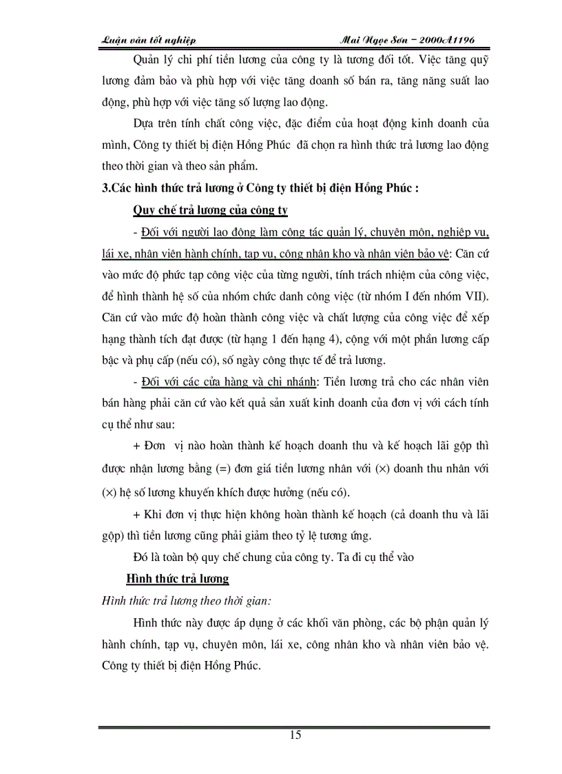 image for page Một số kiến nghị nhằm hoàn thiện các hình thức trả lương tại Công ty thiết bị điện Hồng Phúc
