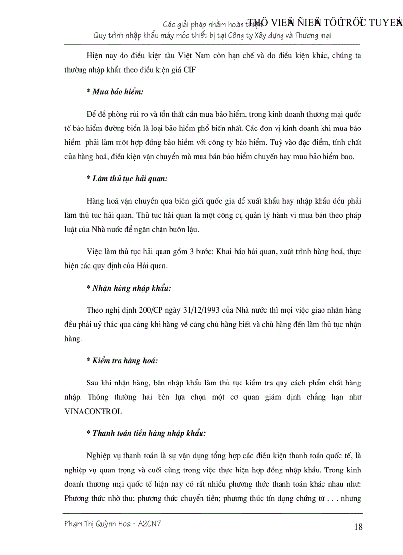 image for page Giải pháp nhằm hoàn thiện nhập khẩu máy móc vật tư thiết bị của Công ty Xây dựng và Thương mại
