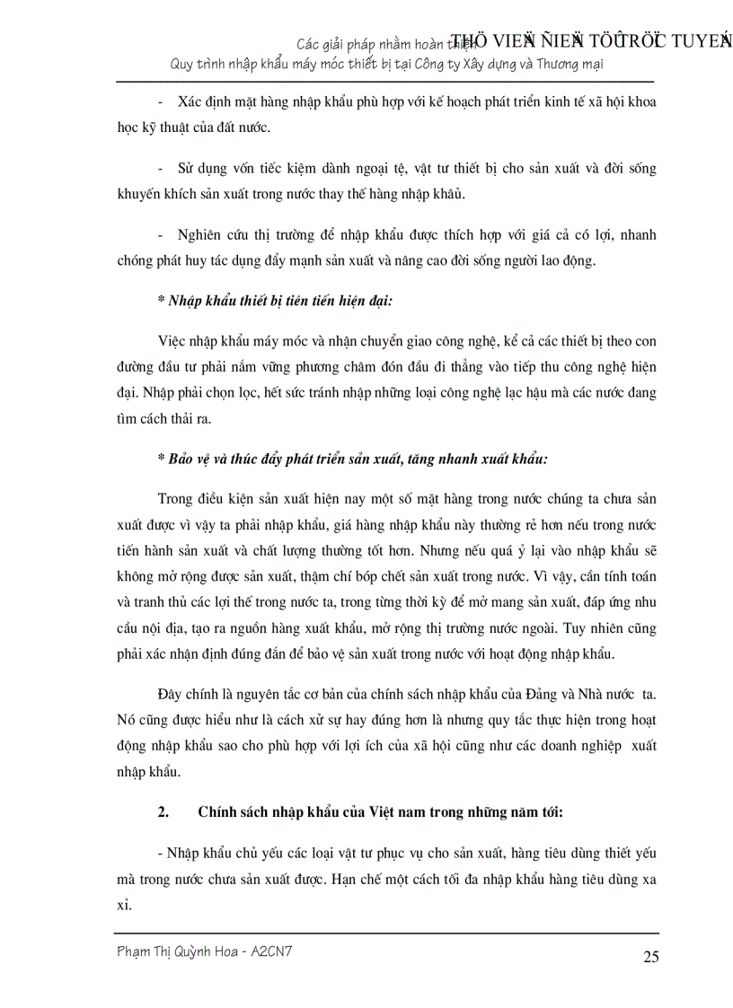 image for page Giải pháp nhằm hoàn thiện nhập khẩu máy móc vật tư thiết bị của Công ty Xây dựng và Thương mại
