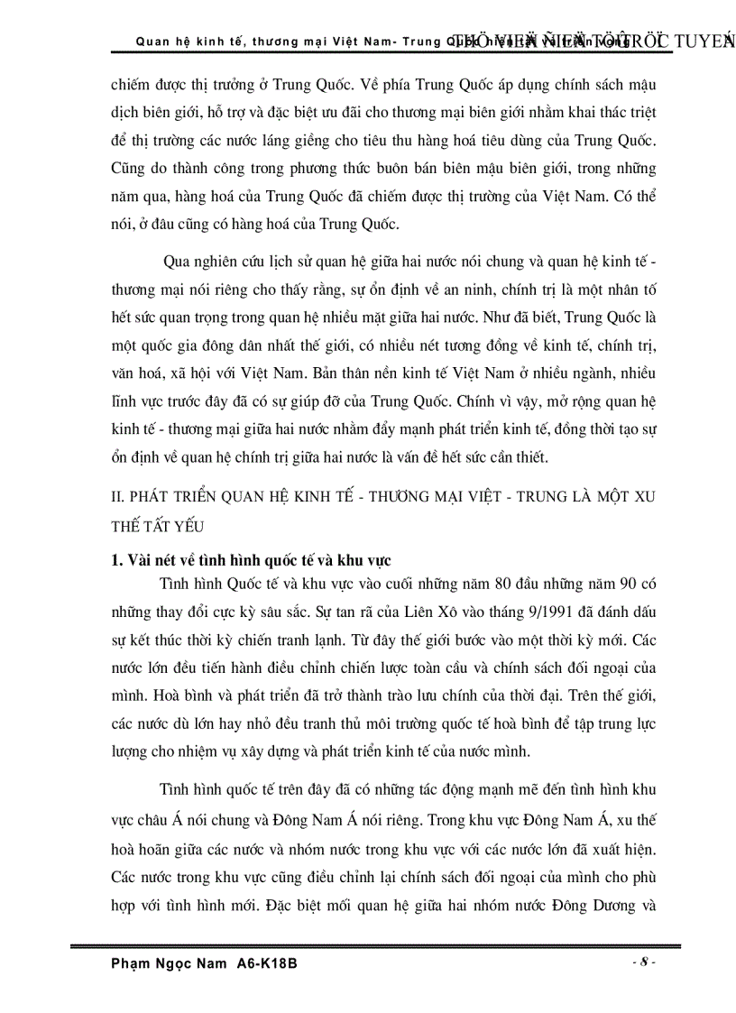 image for page Quan hệ Kinh tế Thương Mại Việt Nam Trung Quốc hiện tại và triển vọng