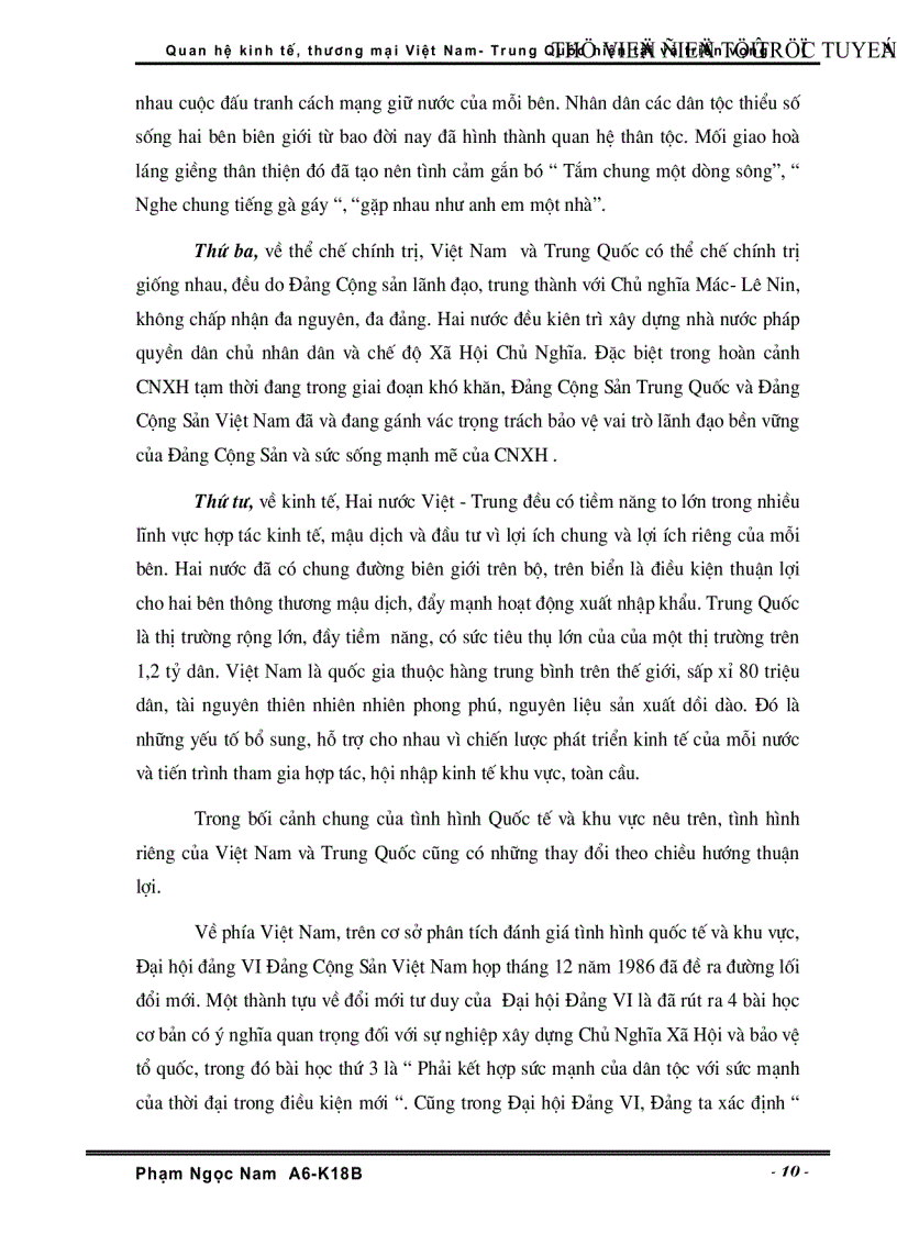 image for page Quan hệ Kinh tế Thương Mại Việt Nam Trung Quốc hiện tại và triển vọng