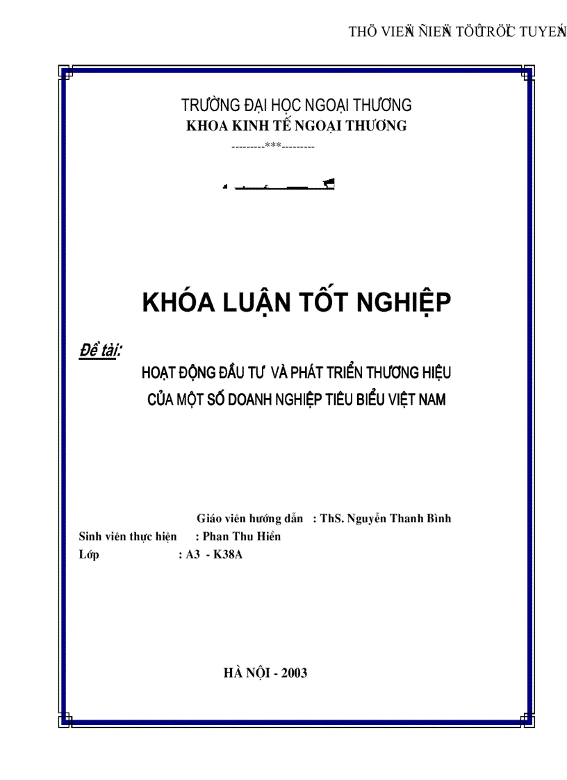 image for page Hoạt động đầu tư và phát triển thương hiệu của một số doanh nghiệp tiêu biểu Việt Nam