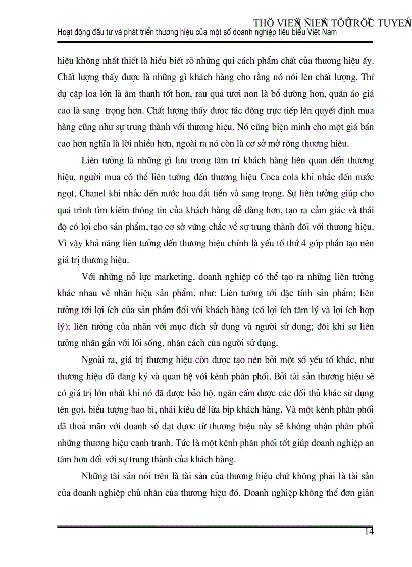 image for page Hoạt động đầu tư và phát triển thương hiệu của một số doanh nghiệp tiêu biểu Việt Nam