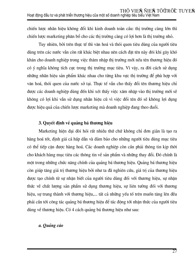 image for page Hoạt động đầu tư và phát triển thương hiệu của một số doanh nghiệp tiêu biểu Việt Nam