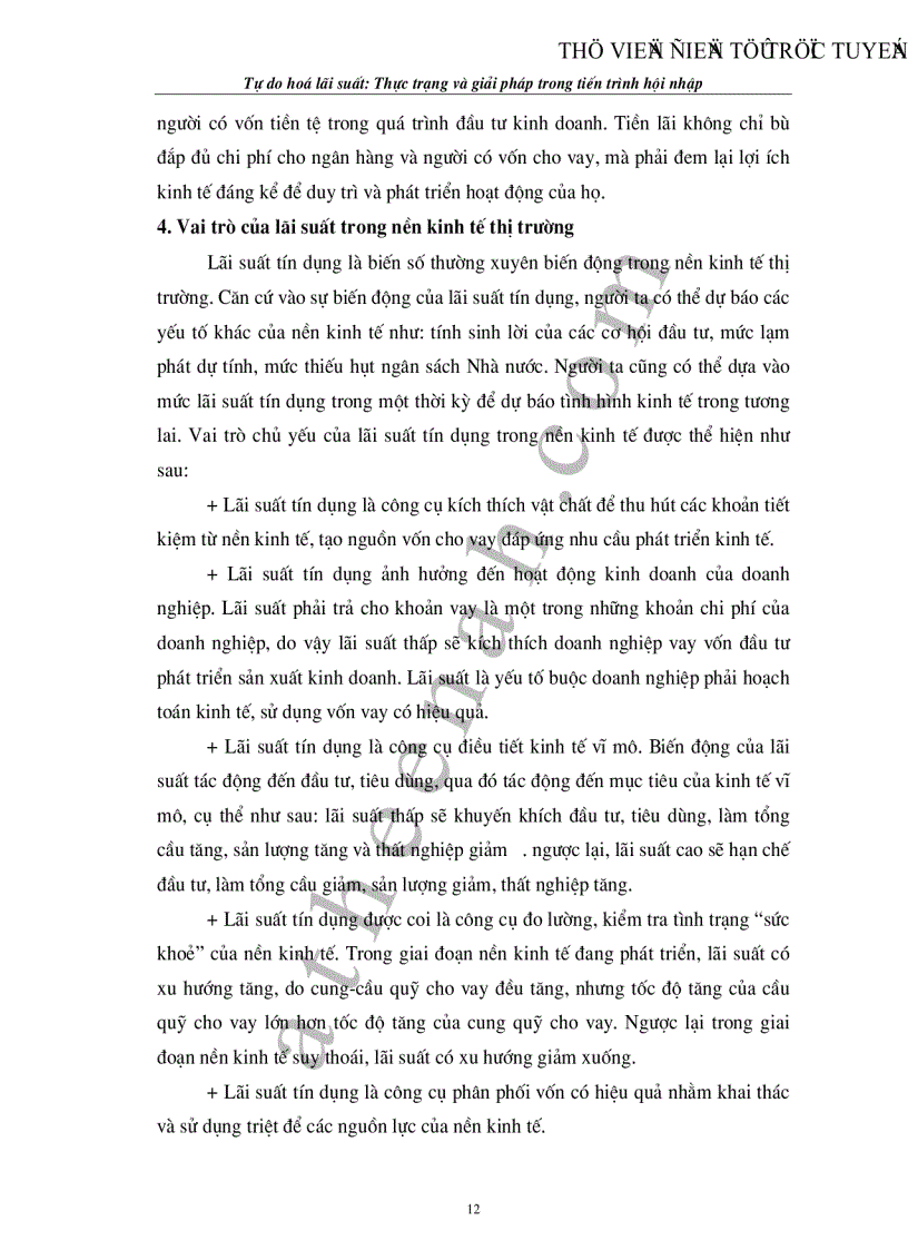 image for page Tự do hoá lãi suất Thực trạng và giải pháp trong tiến trình hội nhập