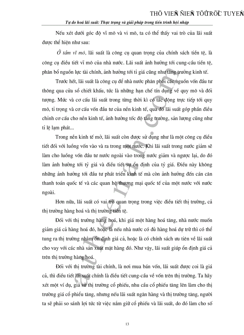 image for page Tự do hoá lãi suất Thực trạng và giải pháp trong tiến trình hội nhập