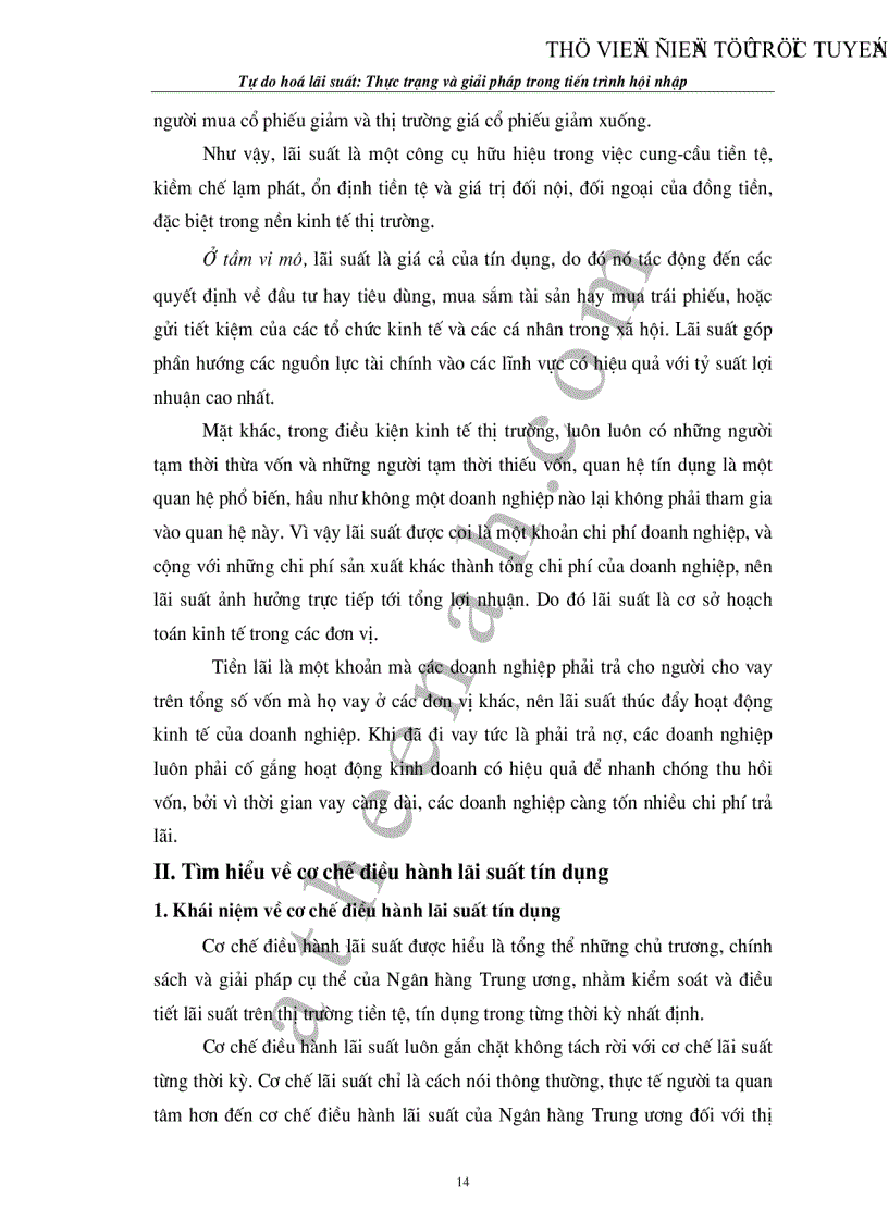 image for page Tự do hoá lãi suất Thực trạng và giải pháp trong tiến trình hội nhập